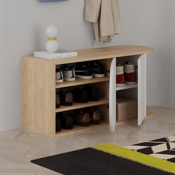 Lavica na topánky NOVA dub/biela 3