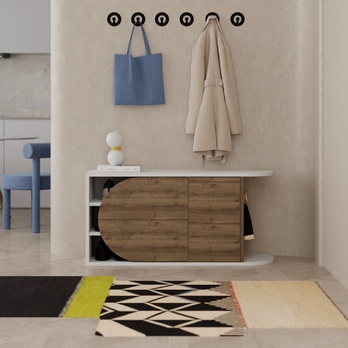 Lavica na topánky NOVA biela/hnedá 1