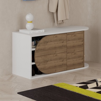 Lavica na topánky NOVA biela/hnedá 2