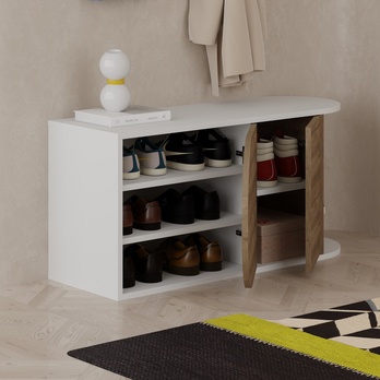 Lavica na topánky NOVA biela/hnedá 3