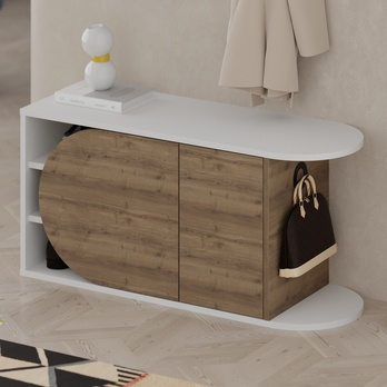 Lavica na topánky NOVA biela/hnedá 4