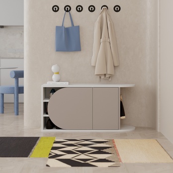 Lavica na topánky NOVA biela/mocca 1