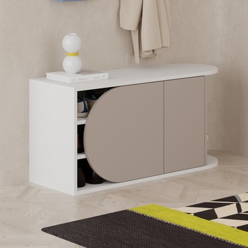 Lavica na topánky NOVA biela/mocca 2