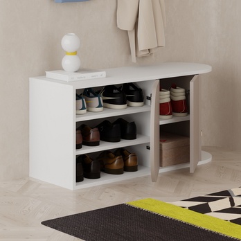 Lavica na topánky NOVA biela/mocca 3