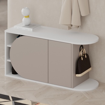 Lavica na topánky NOVA biela/mocca 4