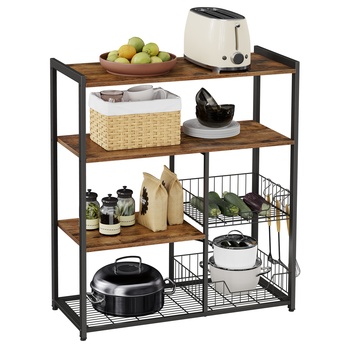 Kuchynský regál NYKO IV čierna/hnedá 2