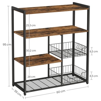 Kuchynský regál NYKO IV čierna/hnedá 5