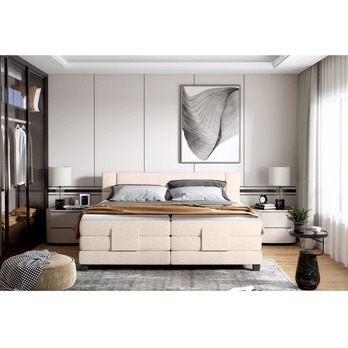 Polohovacia posteľ boxspring NYSA svetlobéžová, 180x200 cm 2