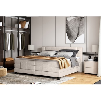 Polohovacia posteľ boxspring NYSA sivobéžová, 180x200 cm 1