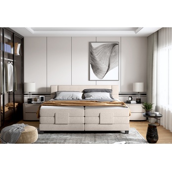 Polohovacia posteľ boxspring NYSA sivobéžová, 180x200 cm 2