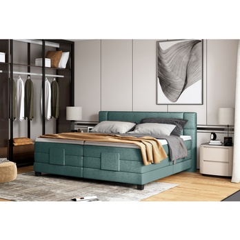 Polohovacia posteľ boxspring NYSA zelenomodrá, 140x200 cm 1