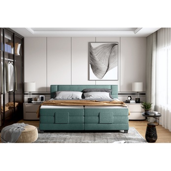 Polohovacia posteľ boxspring NYSA zelenomodrá, 140x200 cm 2