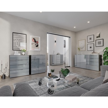 Komoda OAKLAND 3696 grafitová/striebornosivá 1