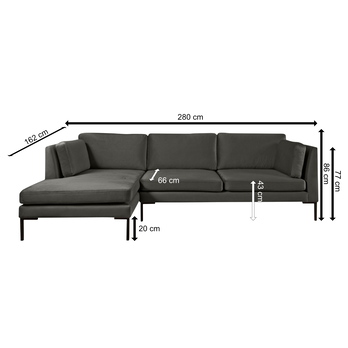 Sedacia súprava OCEAN II ľavá, grafitová 3