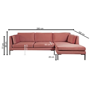 Sedacia súprava OCEAN II pravá, ružová 4