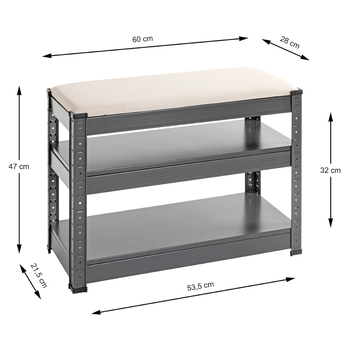 Lavica na topánky ODENSE sivá/antracitová 4