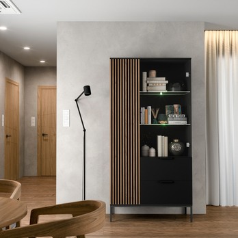 Vitrína ODETTE dub artisan/čierna 1