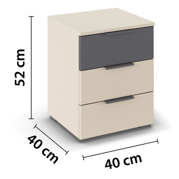 Nočný stolík OJSA šampanské/sivá, sada 2 ks 3