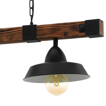 Závesné svietidlo OLDBURY čierny kov/tmavé drevo, šírka 86 cm 1
