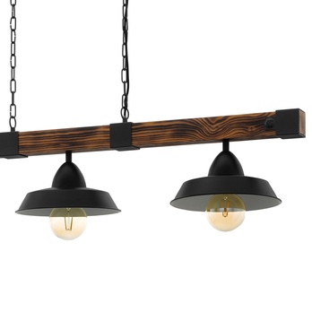 Závesné svietidlo OLDBURY čierny kov/tmavé drevo, šírka 118 cm 1