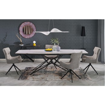Jedálenský stôl OLFRIDU biely mramor/čierna 7