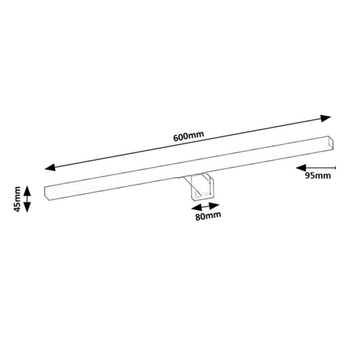 Kúpeľňové nástenné LED svietidlo OLIRO čierna, šírka 60 cm 12