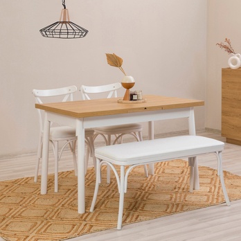 Jedálenský stôl OLIVER biela/prírodná 1