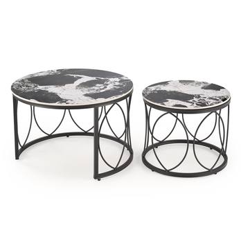 Konferenčný stolík OLIXONDRO čierny mramor/čierna, sada 2 ks 3