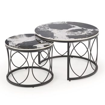 Konferenčný stolík OLIXONDRO čierny mramor/čierna, sada 2 ks 4