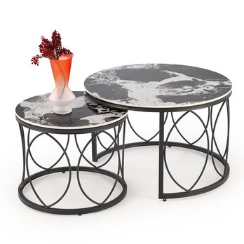 Konferenčný stolík OLIXONDRO čierny mramor/čierna, sada 2 ks 5