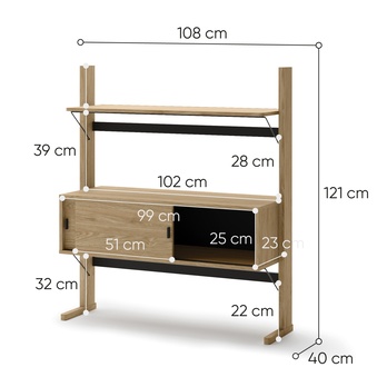 Nízky regál OLLIE dub olejovaný/čierna 4