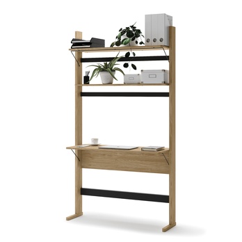 Regál so stolom OLLIE dub olejovaný/čierna 2