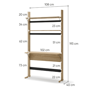 Regál so stolom OLLIE dub olejovaný/čierna 3