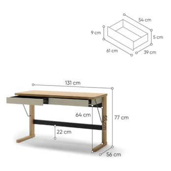 Písací stôl OLLIE dub olejovaný/čierna 5