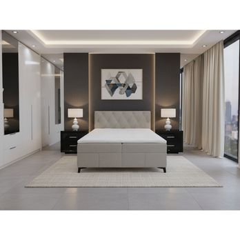 Posteľ s matracom a topperom OLTEA sivohnedá, 180x200 cm 1