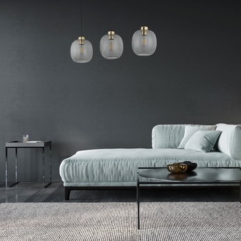 Závesné svietidlo OMEGA čierna/zlatá/dymové sklo 1