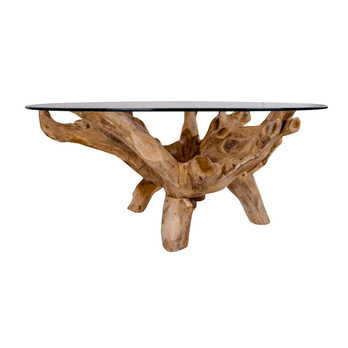 Konferenčný stolík OMOZUNOS teak/sklo 2