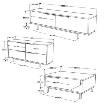Obývacia zostava so stolíkom ONOL 2 biela 4