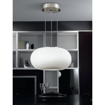 Závesné svietidlo OPTICA opálové sklo/matný nikel, priemer 28 cm 1