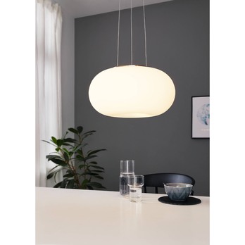 Závesné svietidlo OPTICA opálové sklo/matný nikel, priemer 35 cm 1