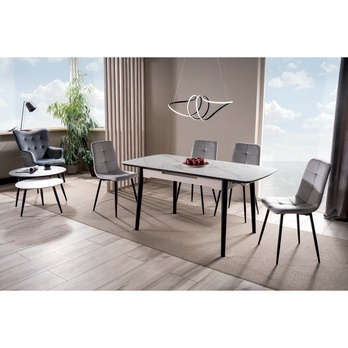 Jedálenský stôl OPULLU biely mramor/čierna, šírka 120 cm 1