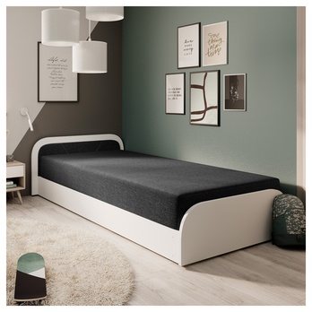 Posteľ s matracom ORAYA ľavá, biela/čierna, 80x190 cm 1