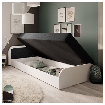 Posteľ s matracom ORAYA ľavá, biela/čierna, 80x190 cm 2