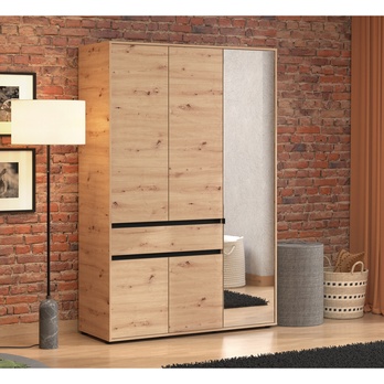 Šatníková skriňa ORK III dub artisan/čierna 1