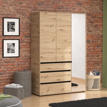 Šatníková skriňa ORK IV dub artisan/čierna 1