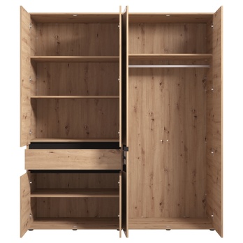 Šatníková skriňa ORK V dub artisan/čierna 2