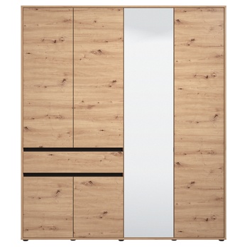 Šatníková skriňa ORK V dub artisan/čierna 3