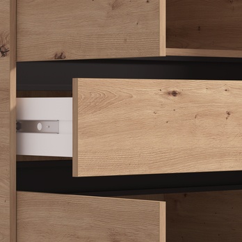 Šatníková skriňa ORK V dub artisan/čierna 4