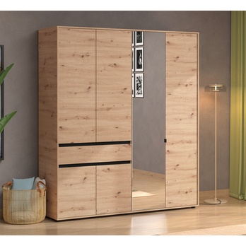 Šatníková skriňa ORK V dub artisan/čierna 1