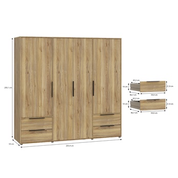 Šatní skriňa ORKYN II dub mauvella 8